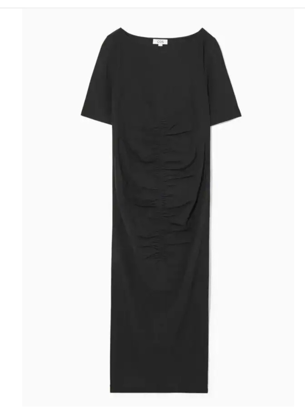 COS Black Ruched Side Tee Shirt Dress XS New With Tags